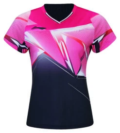 Badminton T-shirt - Pieces Black/Pink Girl