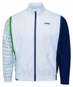 Badminton Tracksuit Jacket - Shuttle Logo White/Blue